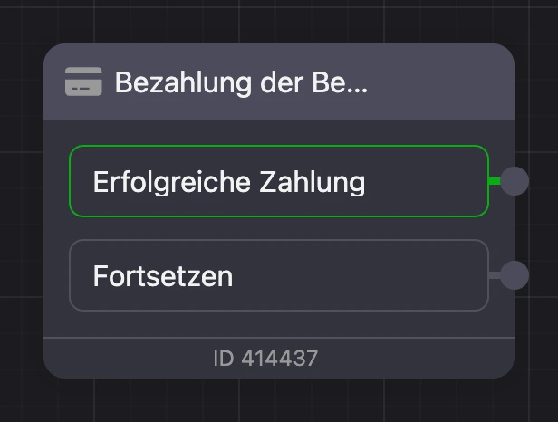 Zahlungsblock im Schema: Ausgänge „Erfolgreiche Zahlung“ und „Weiter“