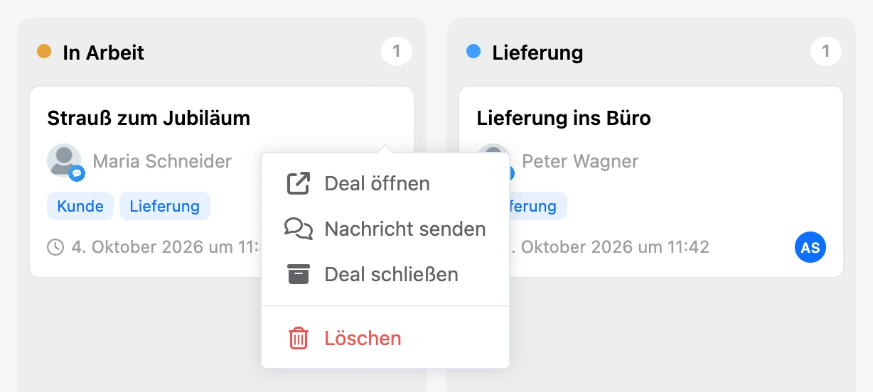 ⋯-Menü auf einer Deal-Karte