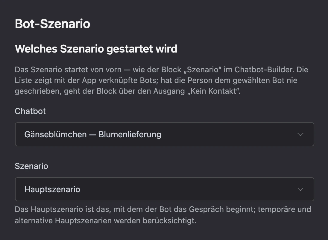 Block „Bot-Szenario“: Bot und „Hauptszenario“