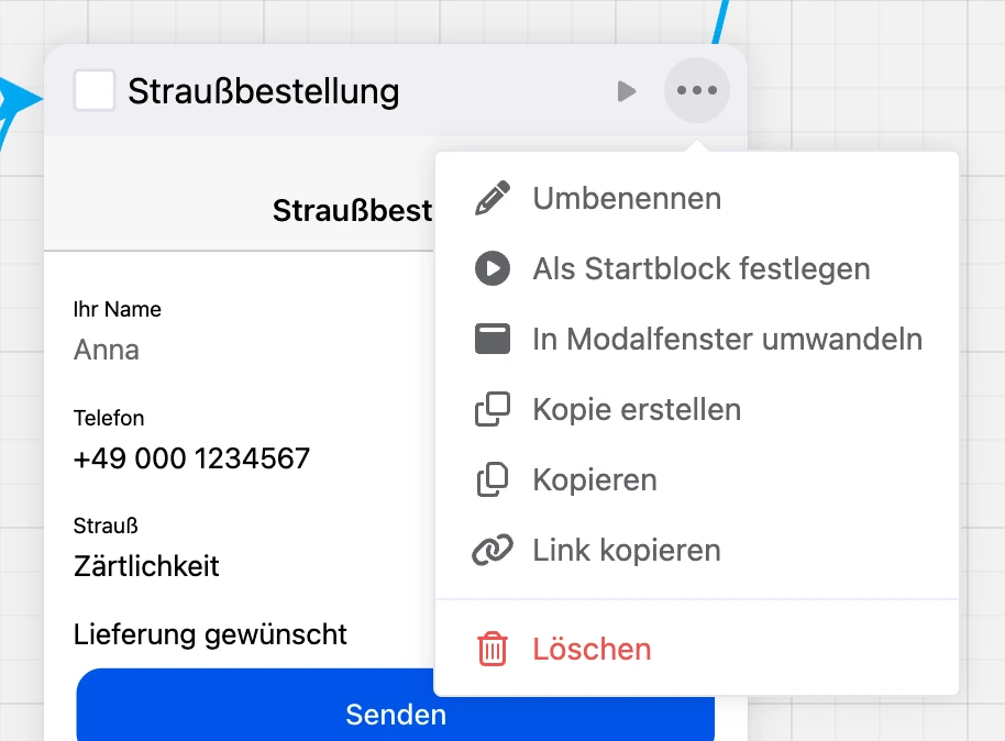 Blockmenü „⋯“