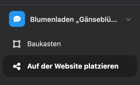 Widget-Menü: Umschalter und Bereiche
