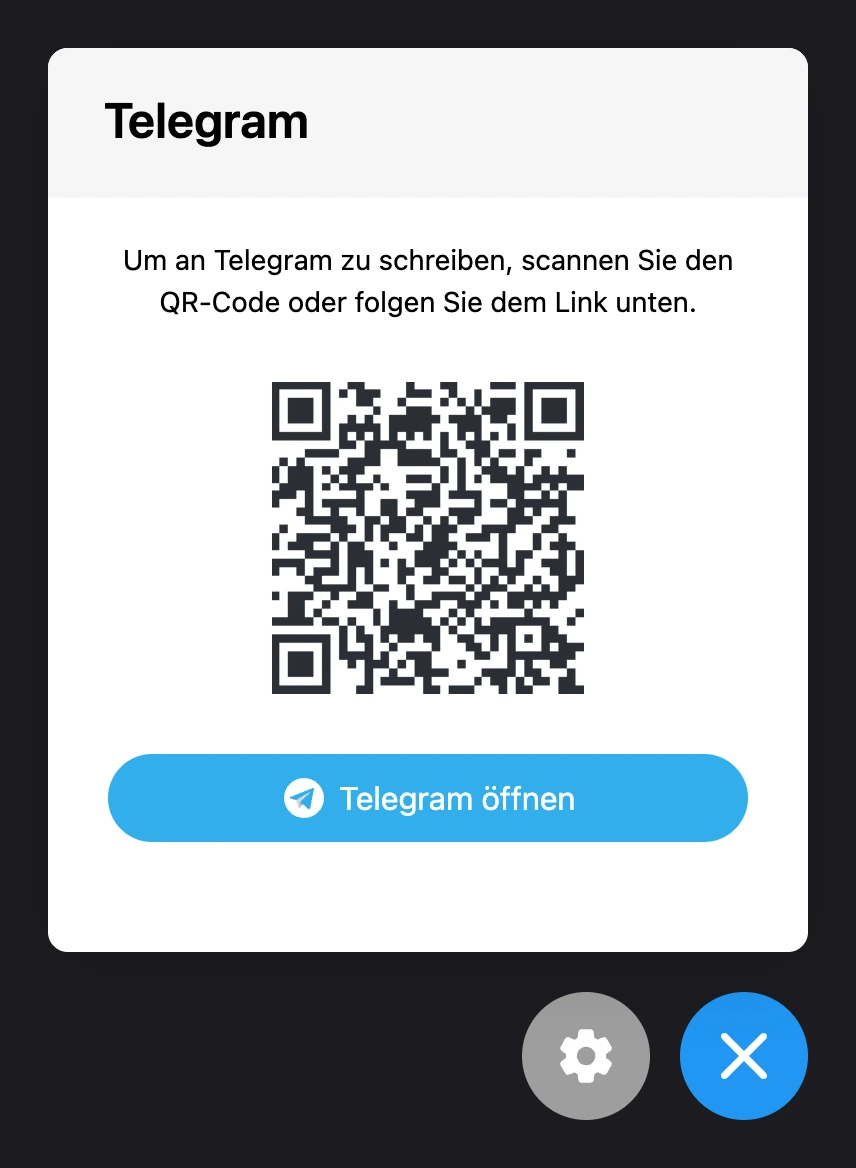 Link am Computer: QR-Code und Schaltfläche