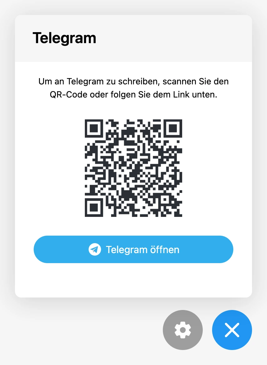 Link am Computer: QR-Code und Schaltfläche