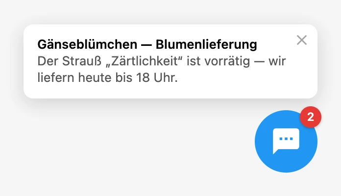 Eingeklapptes Widget: Antwortvorschau und Zähler