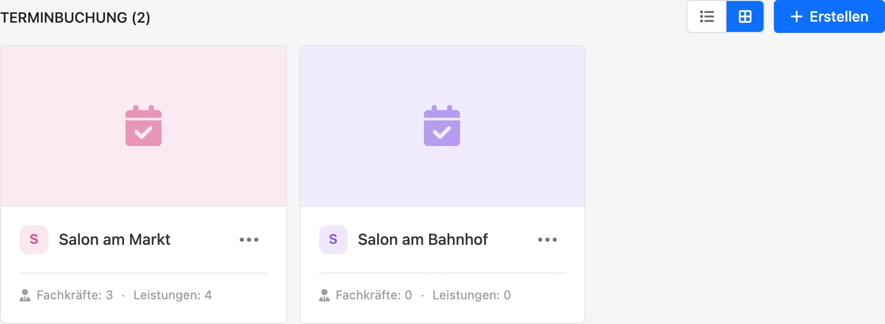 Liste der Filialen als Karten