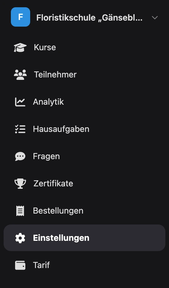 Menü der Schule