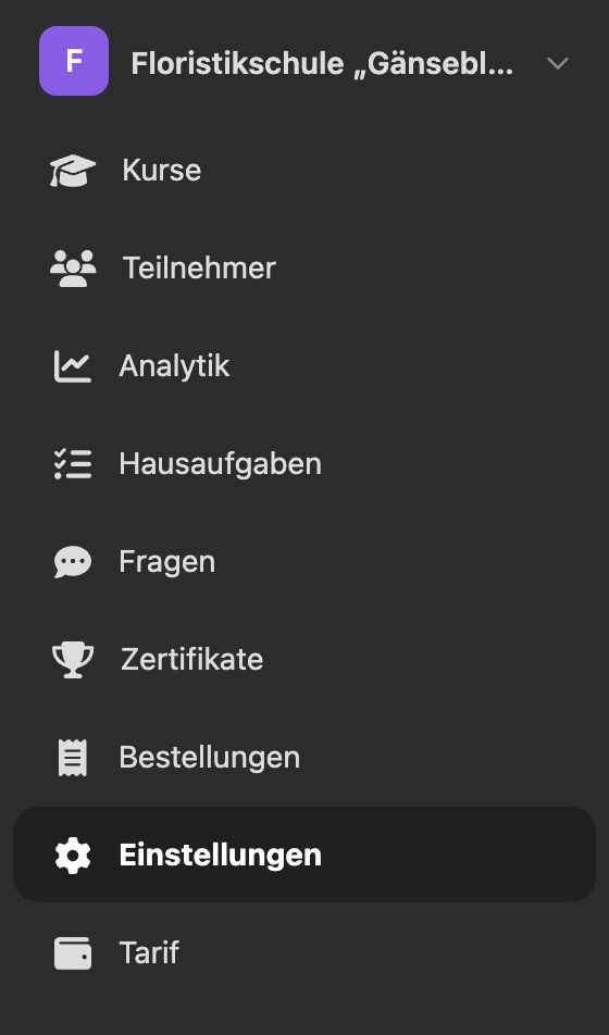 Menü der Schule