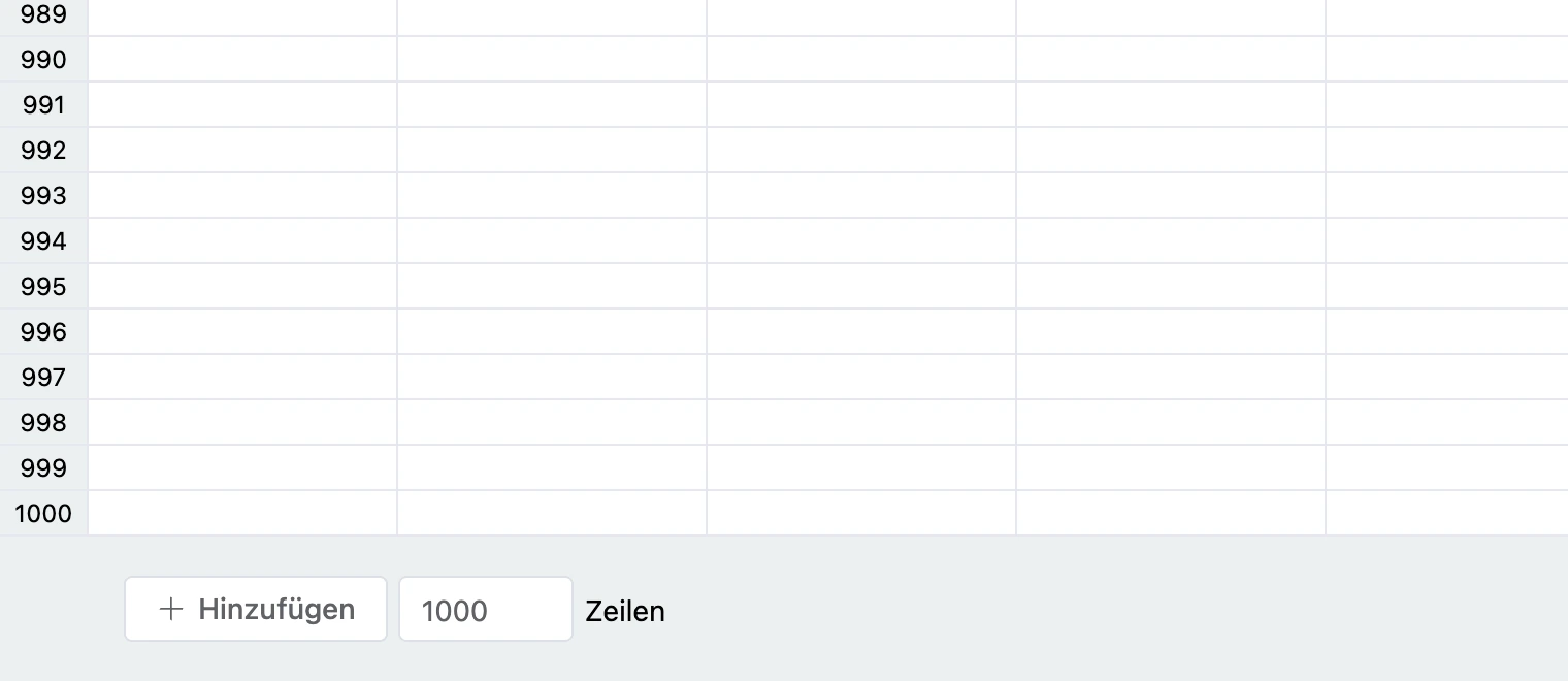 Zeilen unter dem Raster hinzufügen