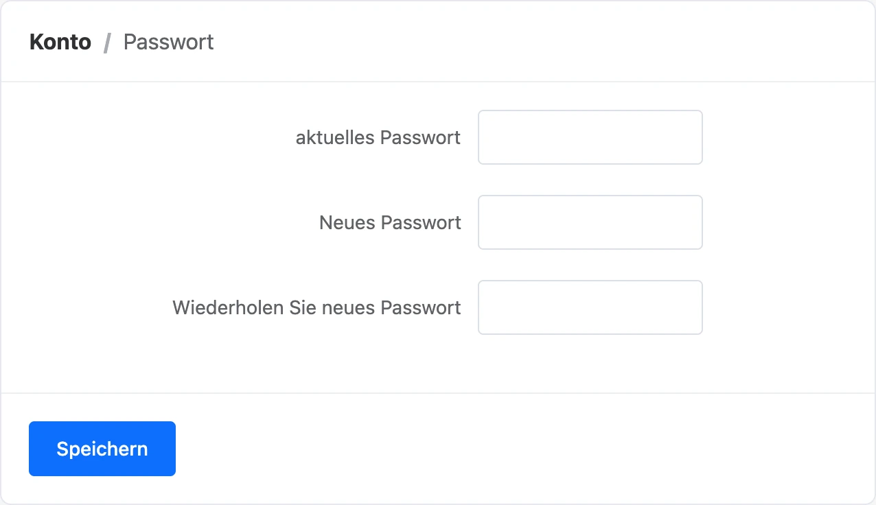 Formular zum Ändern des Passworts
