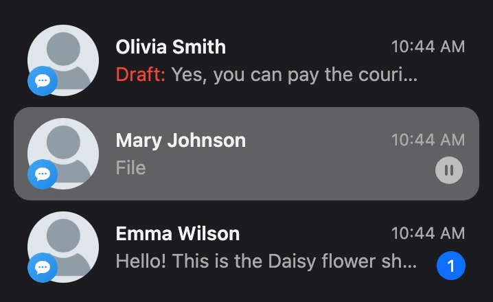 The "Draft" mark in the row of a conversation with unsent text