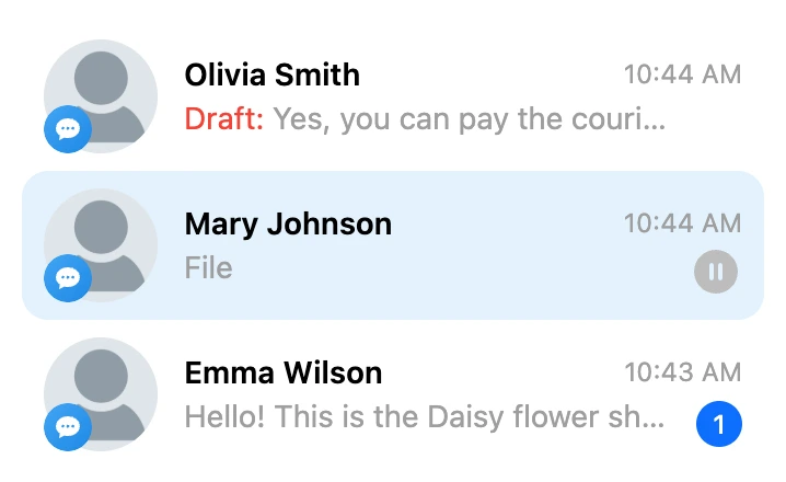 The "Draft" mark in the row of a conversation with unsent text