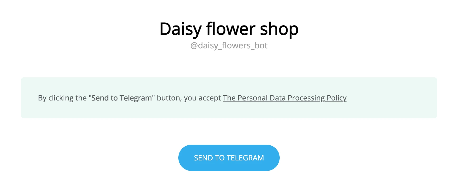 The transition page with consent by the button