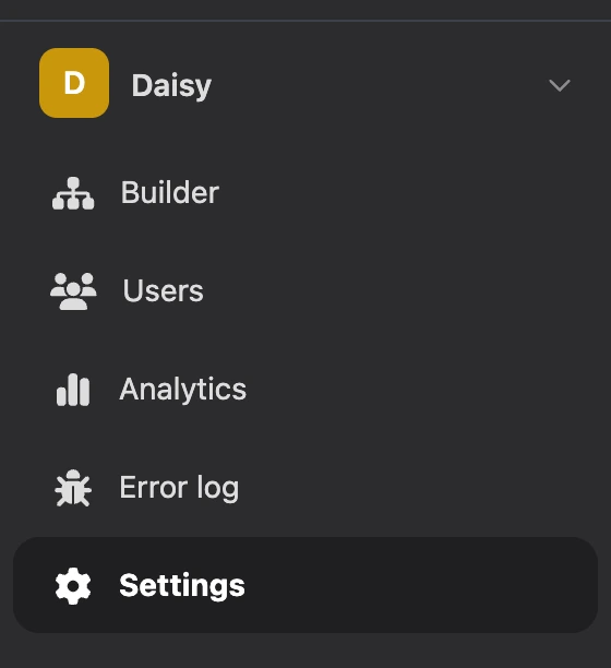 App menu: switcher and sections