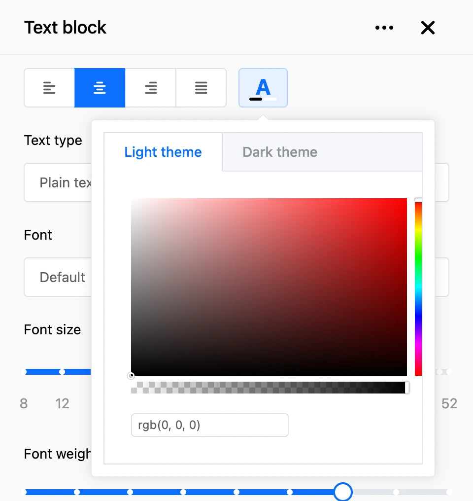 Color picker: light and dark theme tabs