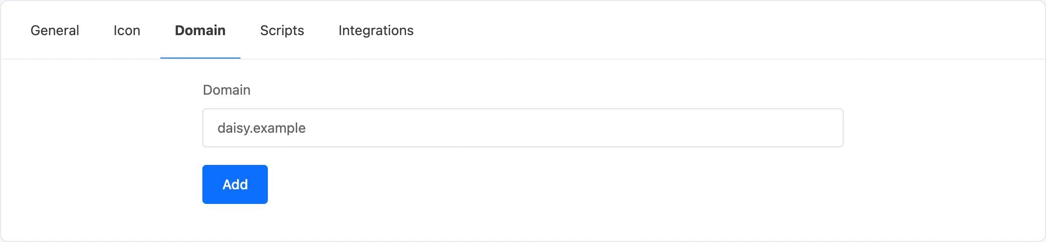 The Domain tab with a domain entered