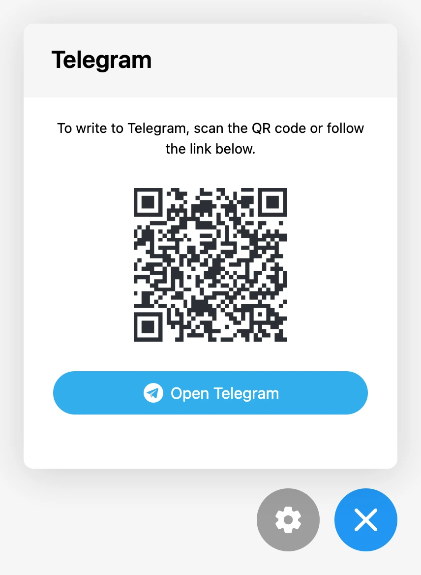 A link on a computer: QR code and a button