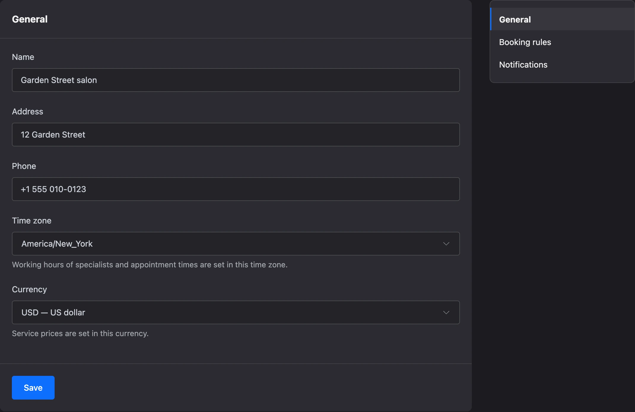 General branch settings