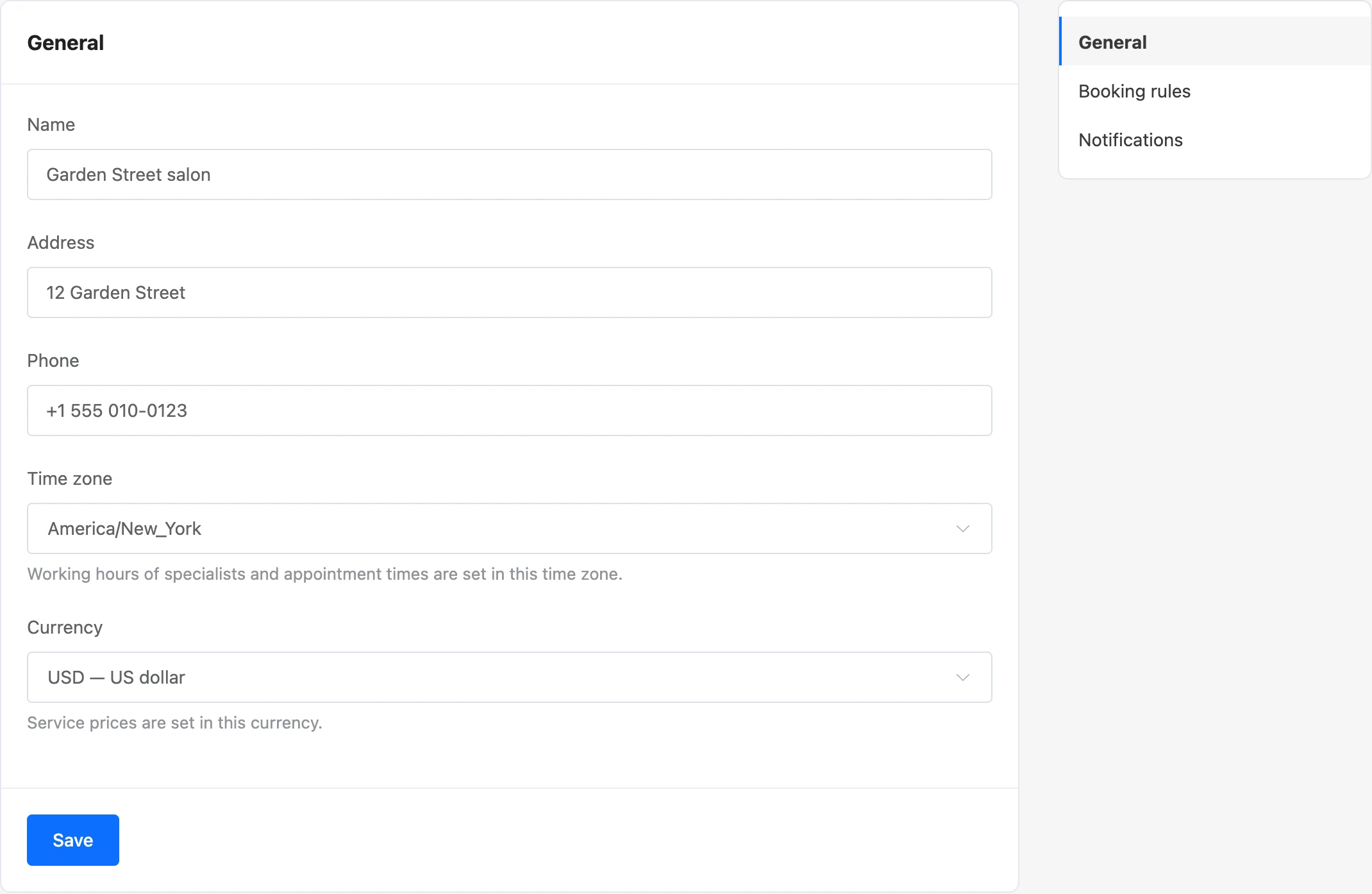 General branch settings