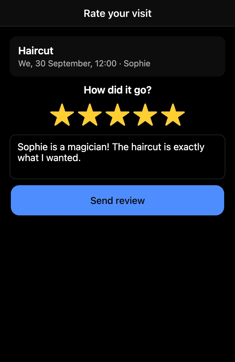 Visit rating: stars and a comment