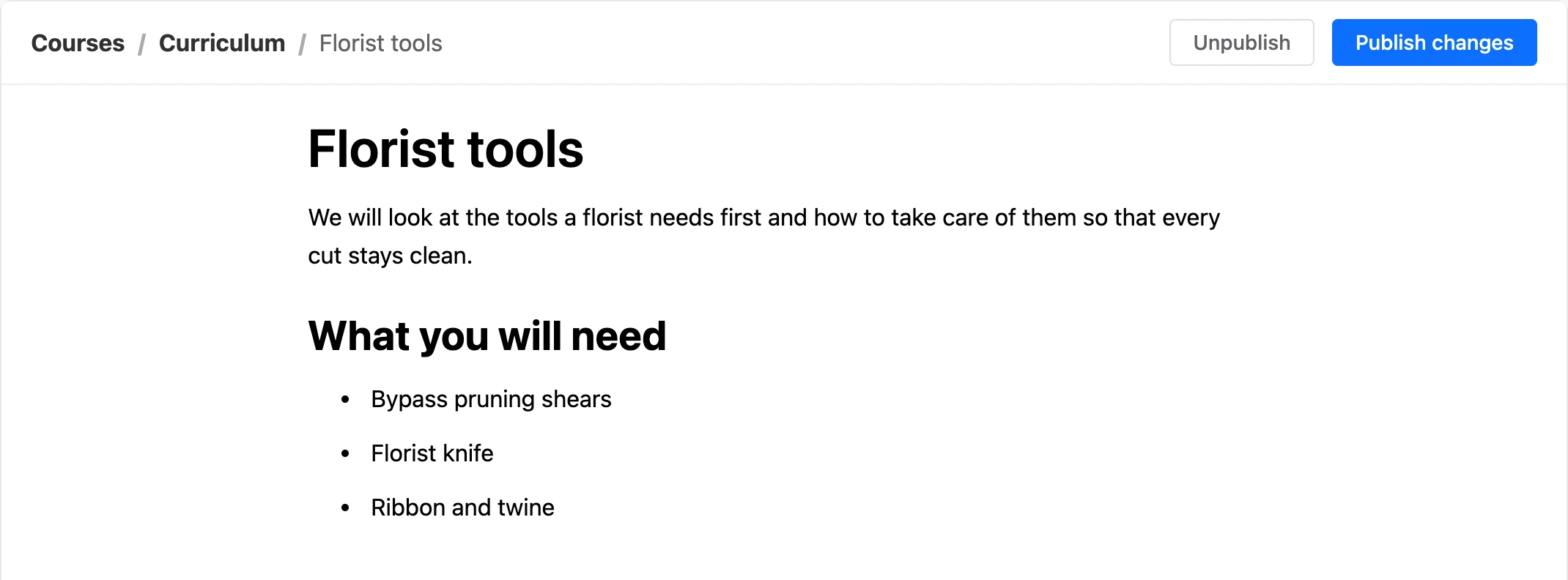 The lesson editor