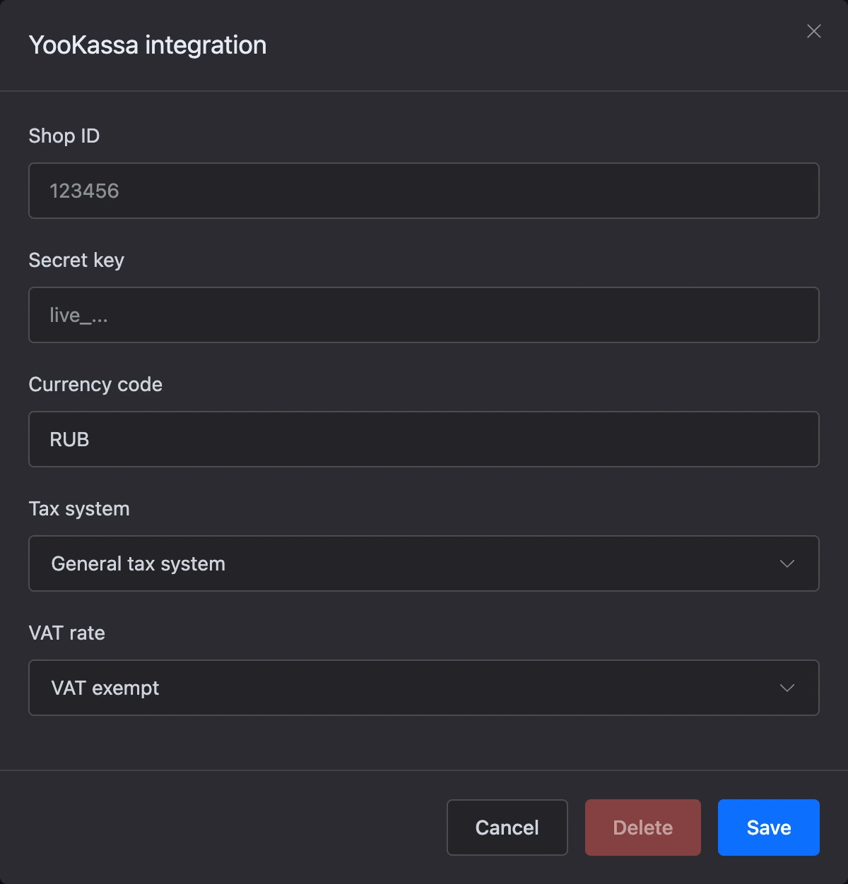 A bot payment integration window