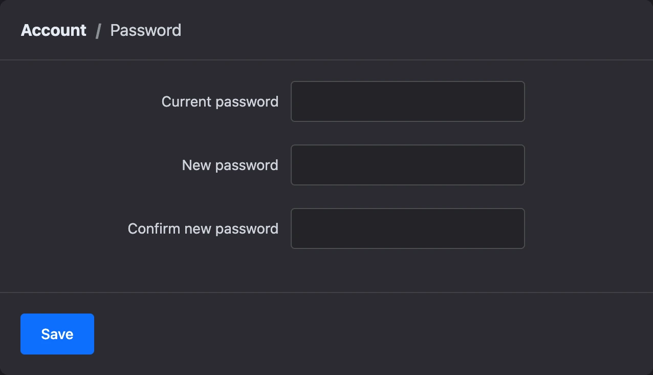 The password change form