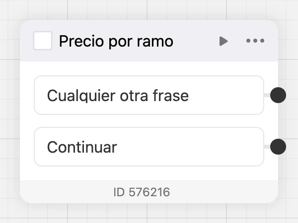 Cabecera de un bloque al pasar el cursor: el icono ▶ «Probar desde este bloque» y el menú