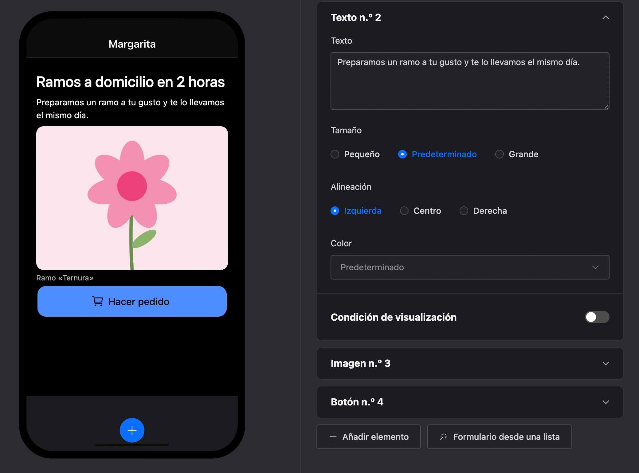 El elemento «Texto»: un párrafo en la pantalla y su configuración