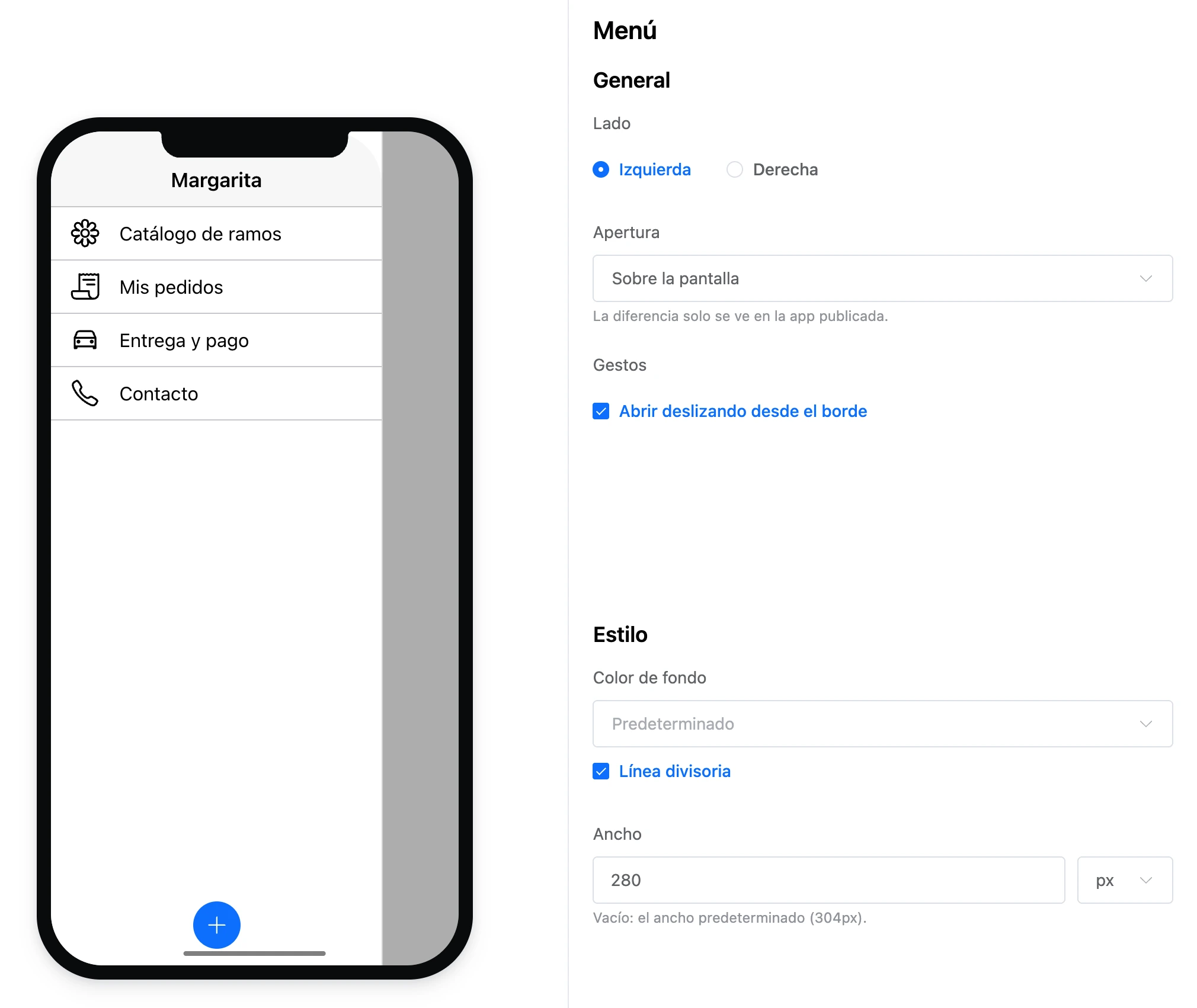 El bloque Menú: el menú en el teléfono y su configuración