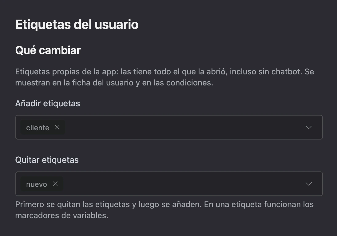 Bloque Etiquetas del usuario
