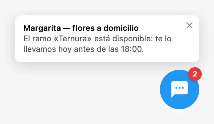 Widget minimizado: vista previa de la respuesta e indicador