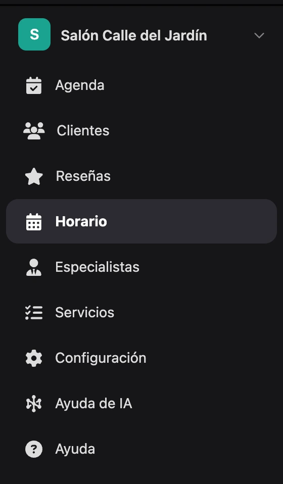 Menú de la sucursal