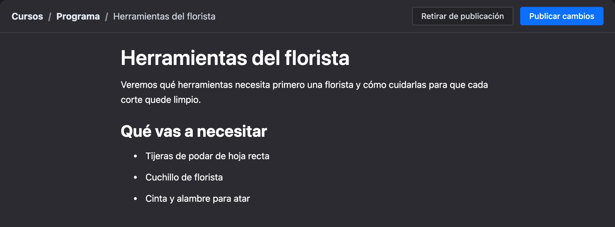 El editor de lecciones