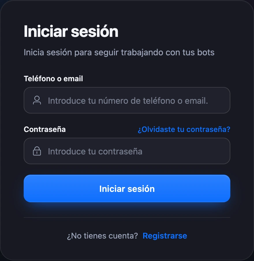 El formulario de inicio de sesión