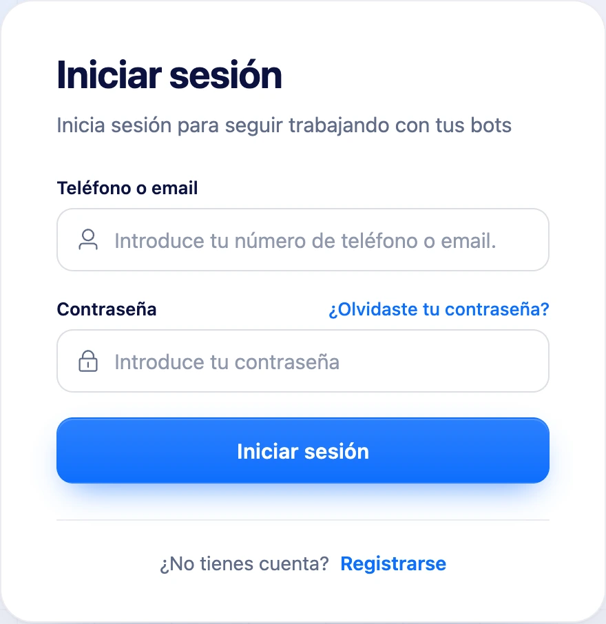 El formulario de inicio de sesión
