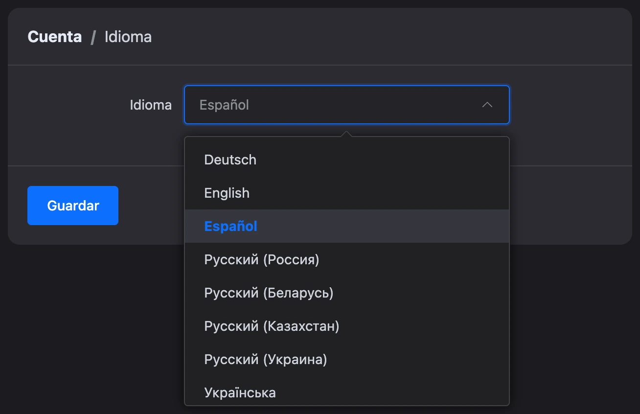Elegir el idioma de la interfaz