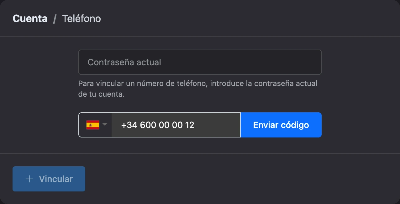 Vincular un número de teléfono