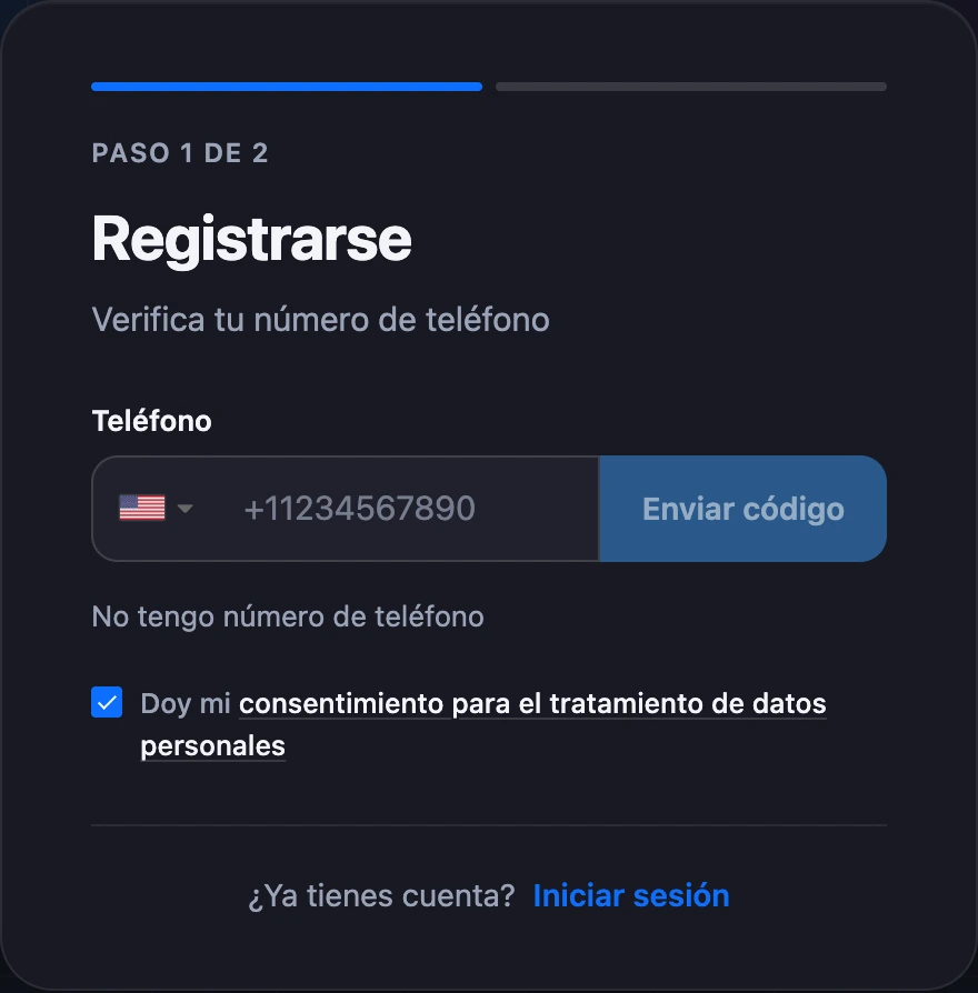 El paso «Verifica tu número de teléfono»